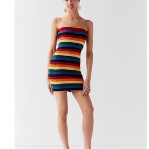 Urban Outfitters Rainbow ribbed tube dress pride